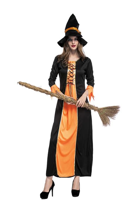 buy orange adult women witch long dress pumpkin