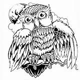 Owl Steampunk Coloring Template Pages Tattoo Choose Board sketch template
