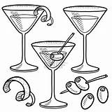 Martini Sketch Coloring Set Cocktail Glass Tattoo Drawings Olive Getcolorings Doodle Drink Martinis Illustration Olives Preview 123rf Lemon Clipart sketch template