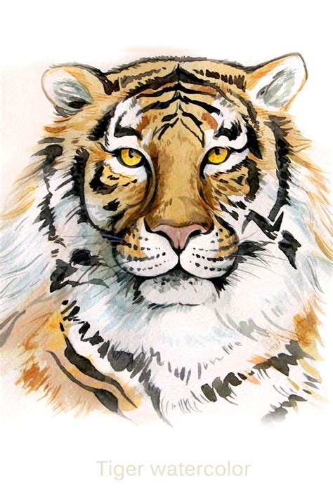 tiger watercolor original art animal home decor wall art etsy