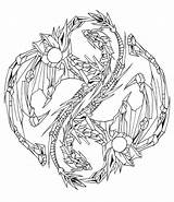 Yang Yin Drawing Dragons Dragon Coloring Pages Tattoo Getdrawings Deviantart Mandala sketch template