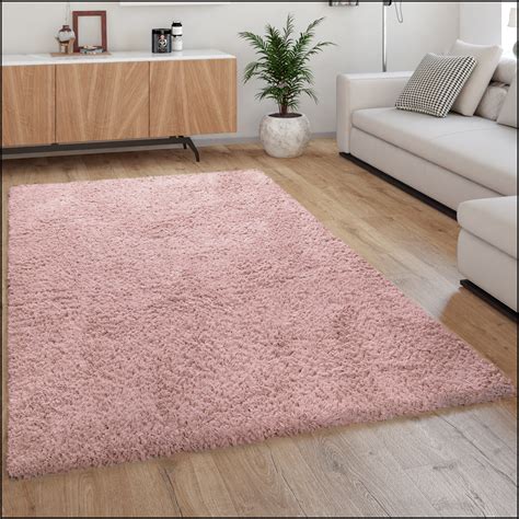 hochflor teppich kuschelig weicher flokati teppich einfarbig  rosa