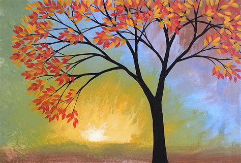 original landscape tree painting    sun painting  amy