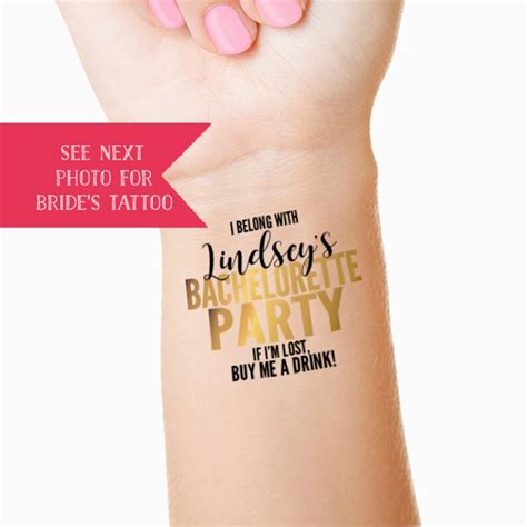10 Bachelorette Party Custom Temporary Tattoos Gold Set Of Etsy