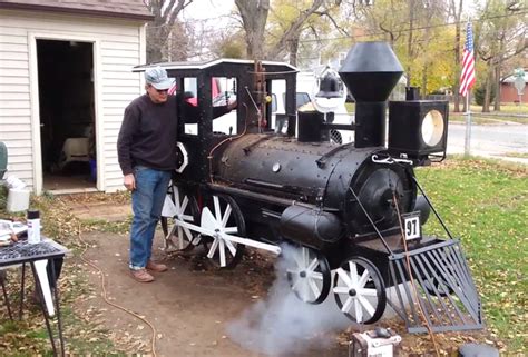 dad builds steam engine train bbq smoker
