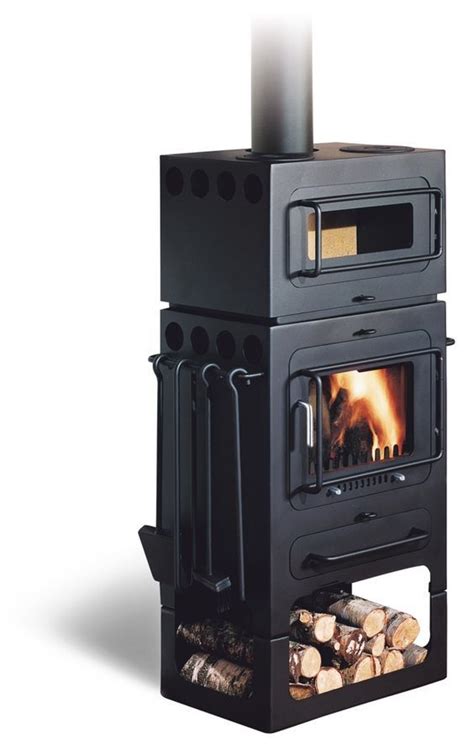 Hwam Classic 4 Wood In Black With Cooking Section Wood Stove