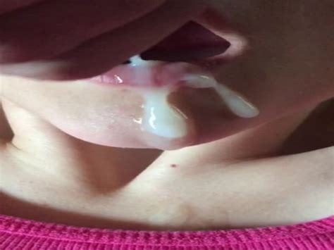 amys closeup mouth filled with cum at