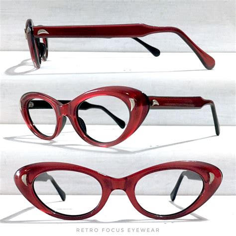 Dead Stock 1960 S Red Iridescent Cat Eye Eyeglass Frames Made By Mb