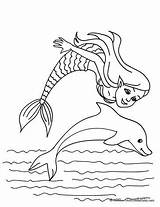 Mermaid Dolphin Coloring Pages Color Sea Print Hellokids Creatures Dolphins Underwater Creature Friendly sketch template