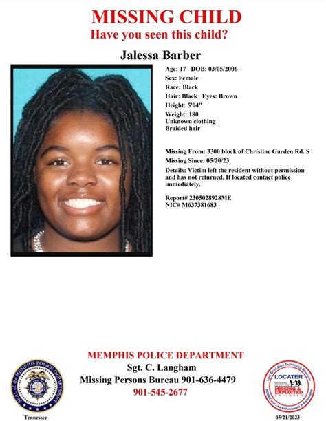 memphis police dept on twitter have you seen jalessa barber n report