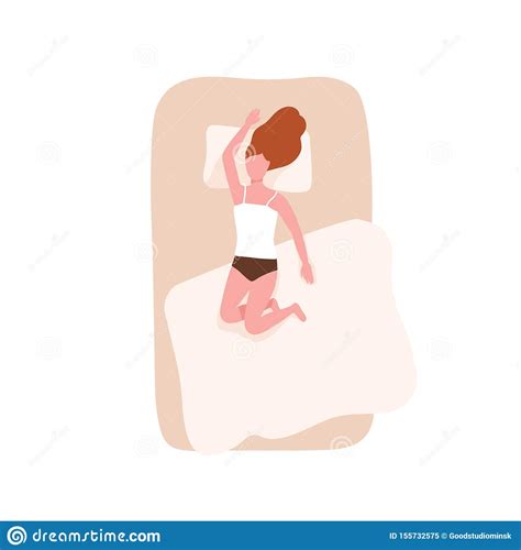 redhead woman sleeping on her back on comfortable bed female character relaxing during night