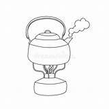Boiling Kettle Colouring Outline Vapor Steaming Burner sketch template