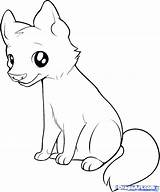 Drawing Easy Drawings Wolf Draw Animal Animals Kids Coloring Pages Cute Pencil Step Simple Forest Outline Pup Wolves Puppy Elephant sketch template