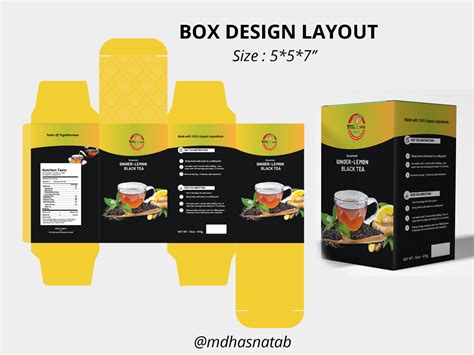 tea box design layout ginger lemon black tea box packaging  md hasnat  dribbble