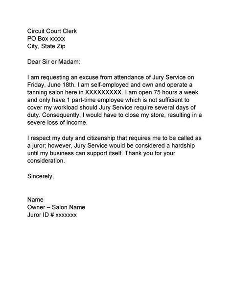 sample letter     jury duty  employer  letter