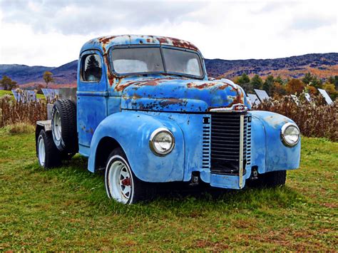 classic blue pickup truck  stock photo public domain pictures