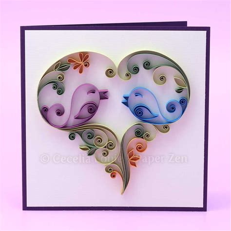 paper zen cecelia louie quilling love birds anniversary card