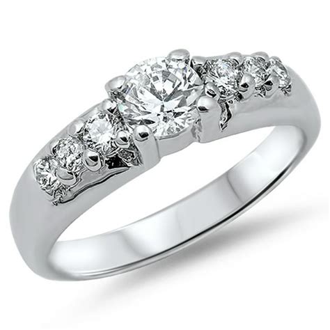 Sac Silver Womens Wedding Clear Cz Promise Ring Sizes 5 6 7 8 9