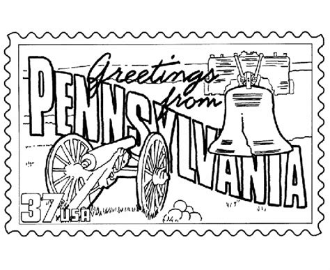 usa printables pennsylvania state stamp  states coloring pages