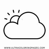Coloring Pages Partially Cloudy Sun sketch template