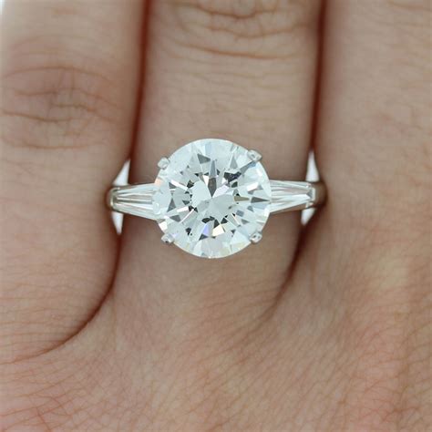platinum ct  brilliant baguette diamond engagement ring