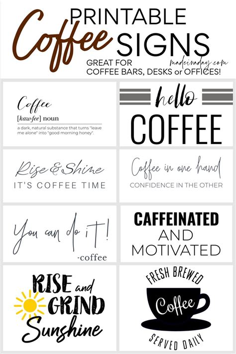 perky  printable coffee signs   bar    day