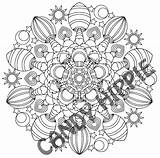 Mandala Hippie Mushrooms sketch template