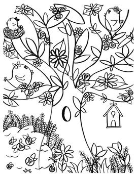coloring page tree  birds  stacy falcone tpt