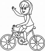 Bicicleta Colorir Desenhos Andando Menina sketch template