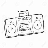Cassette Player Boombox Ilustración Reproductor Casete sketch template