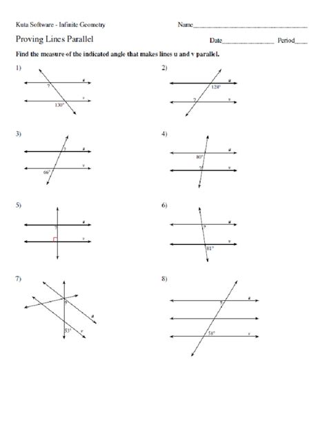 proving lines parallel worksheet