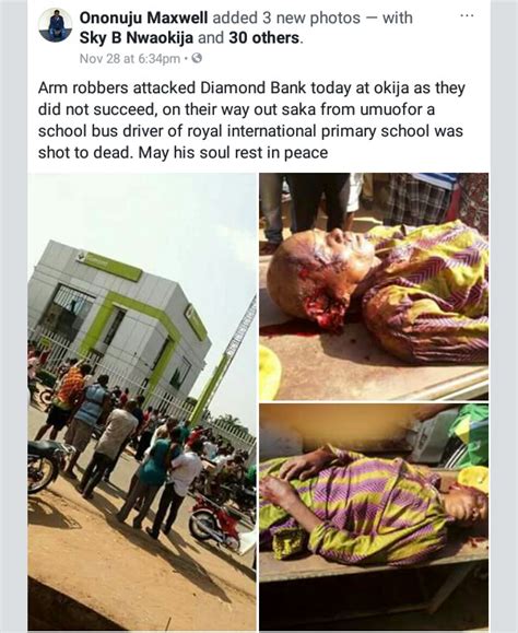 graphic photos armed robbers storm diamond bank in okija