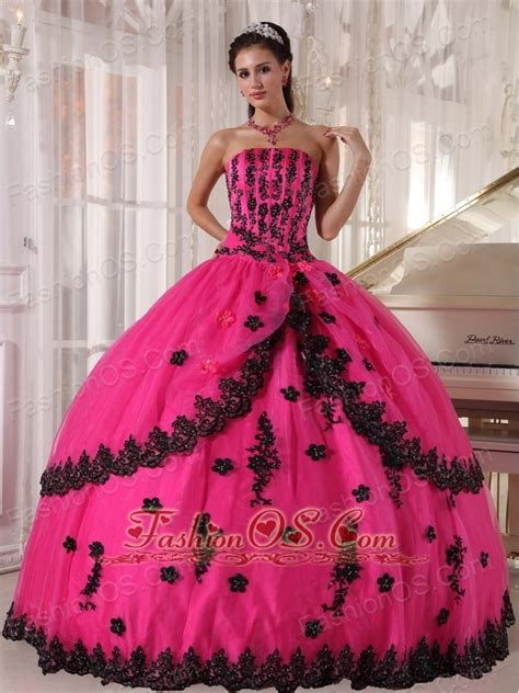 Perfect Hot Pink Quinceanera Dress Strapless Appliques