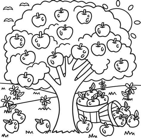 apple tree coloring page  kids  vector art  vecteezy