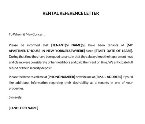 tenant recommendation letter  landlord  samples