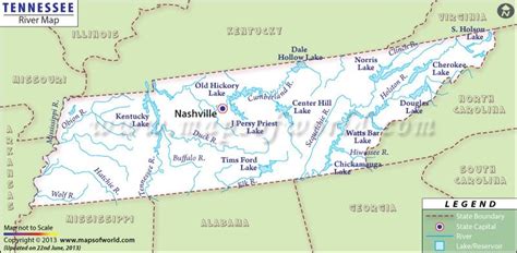 major rivers  tennessee tennessee river map tennessee map map