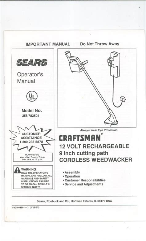 Sears Craftsman 12 Volt Cordless Weedwacker Model 358