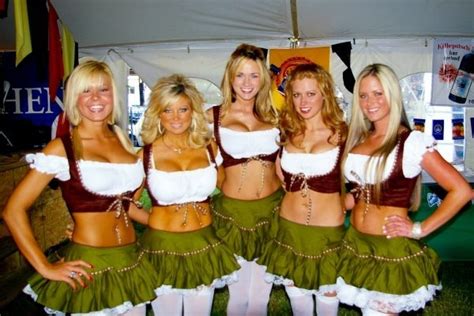 germany blonde fivesome group sex lesbian no nudity uniforms oktoberfest tits clothing big tits