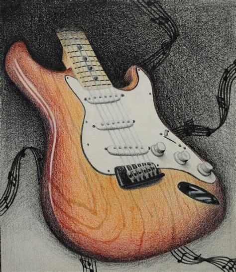 Electric Guitar Drawing Colored Pencil Electric Guitars