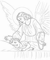 Angel Guardian Coloring Sleeping Child Pages Over Catholic Kids Para Da Disegni Colorear Angels Colorir Printable Un Children Color Baby sketch template