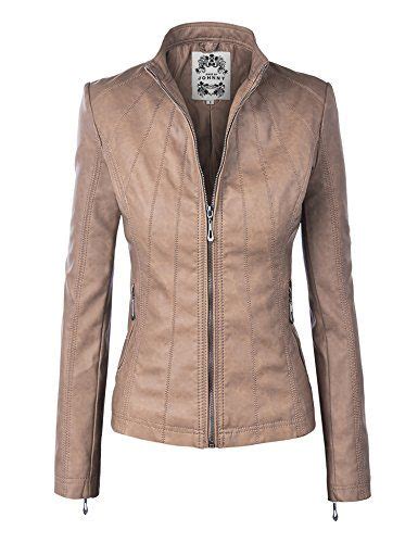 Faux Leather Zip Up Fitted Moto Biker Jacket By Mbj 18