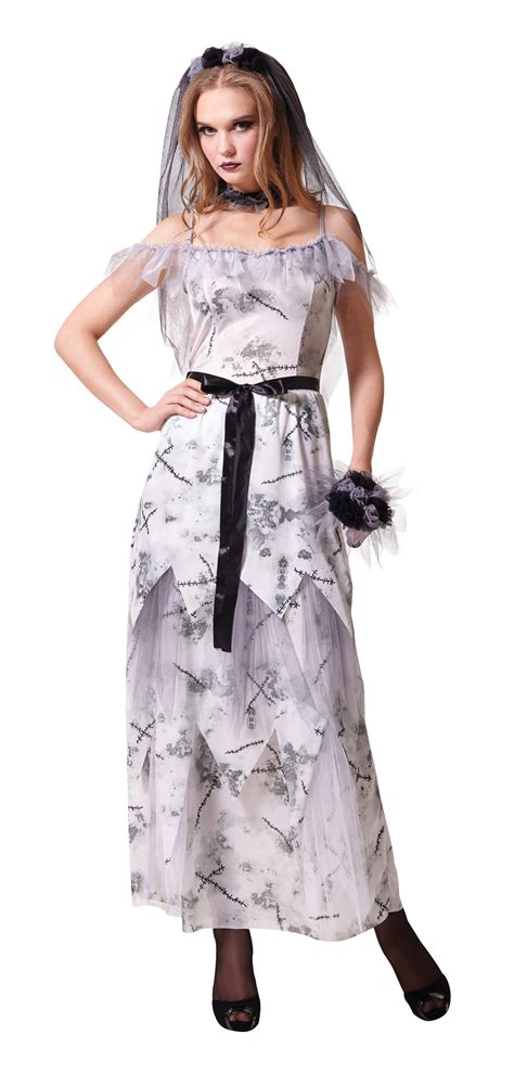 Zombie Bride Costume Ladies Halloween Horror Night Fancy Dress Party Outfit