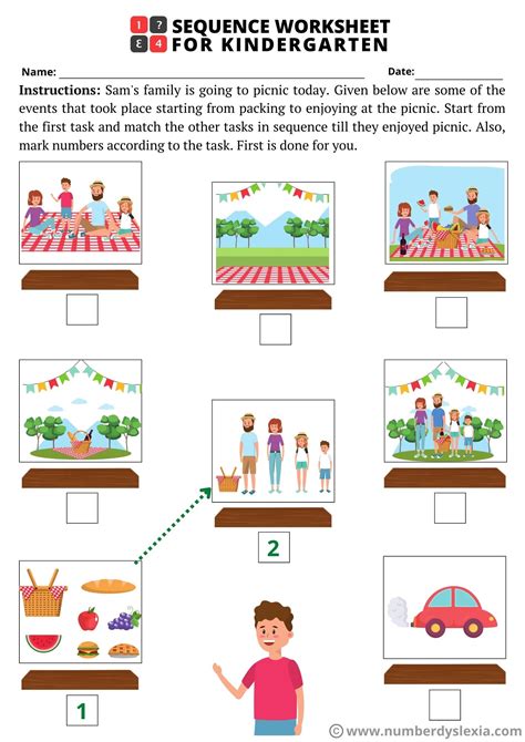 printable sequence worksheets  kindergarten  included number