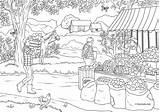 Market Country Spring Coloring Pages Adult Printable Favoreads sketch template