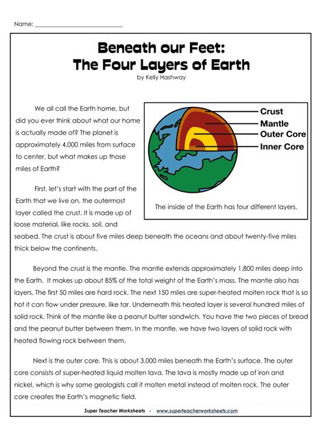layers   earth worksheet answer key  fill  printable
