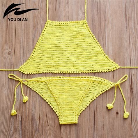 2016 sexy knitted swimsuit women swimwear summer dress handmade crochet