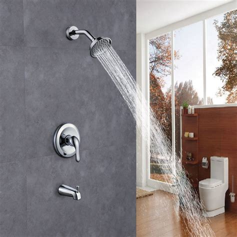 Wall Mounted Brass Bathroom Shower Faucet Set Brass Antiscald Valve