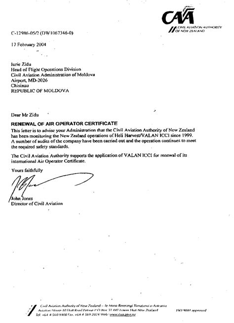 recommendation letters valan icc air charter services  antonov