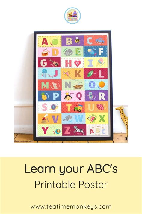 alphabet poster printable art nursery print alphabet wall art kids