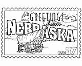 Coloring Nebraska State Pages Ne States Stamp Usa Printables Huskers Template sketch template